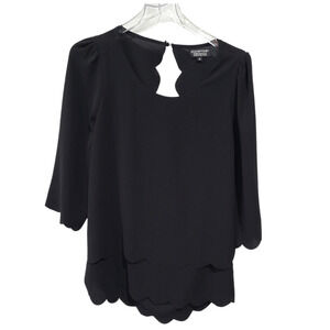 Papermoon SZ M Blouse Top Open Back Lagenlook Crepe Texture Half Sleeves